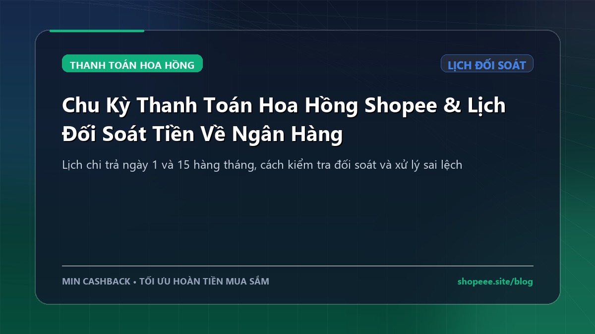 Chu Kỳ Thanh Toán Hoa Hồng Shopee & Lịch Đối Soát Tiền Về Ngân Hàng