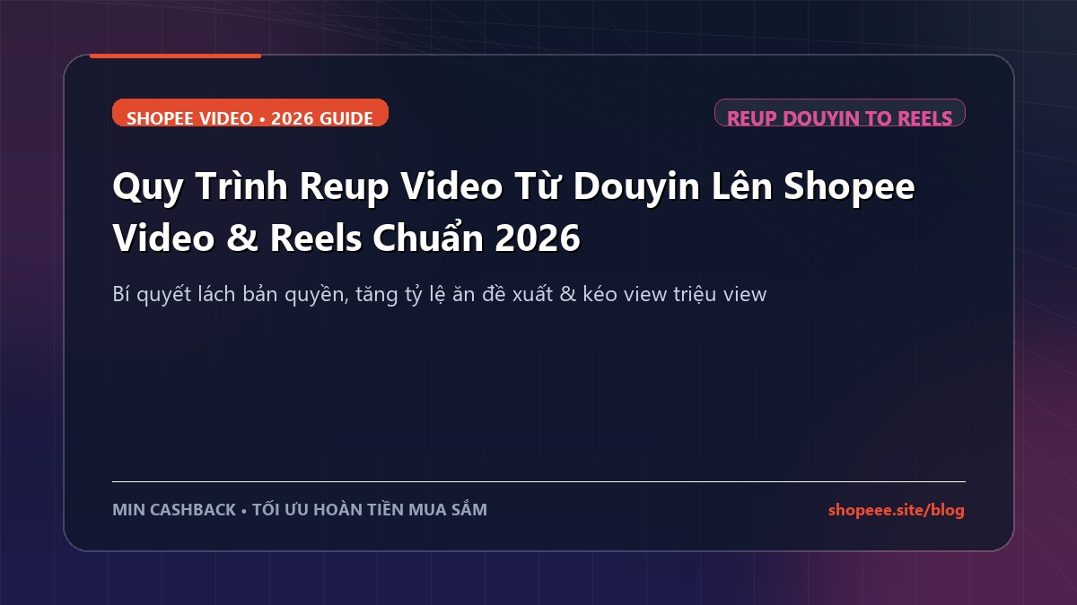 Quy Trình Reup Video Từ Douyin Lên Shopee Video & Reels Chuẩn 2026