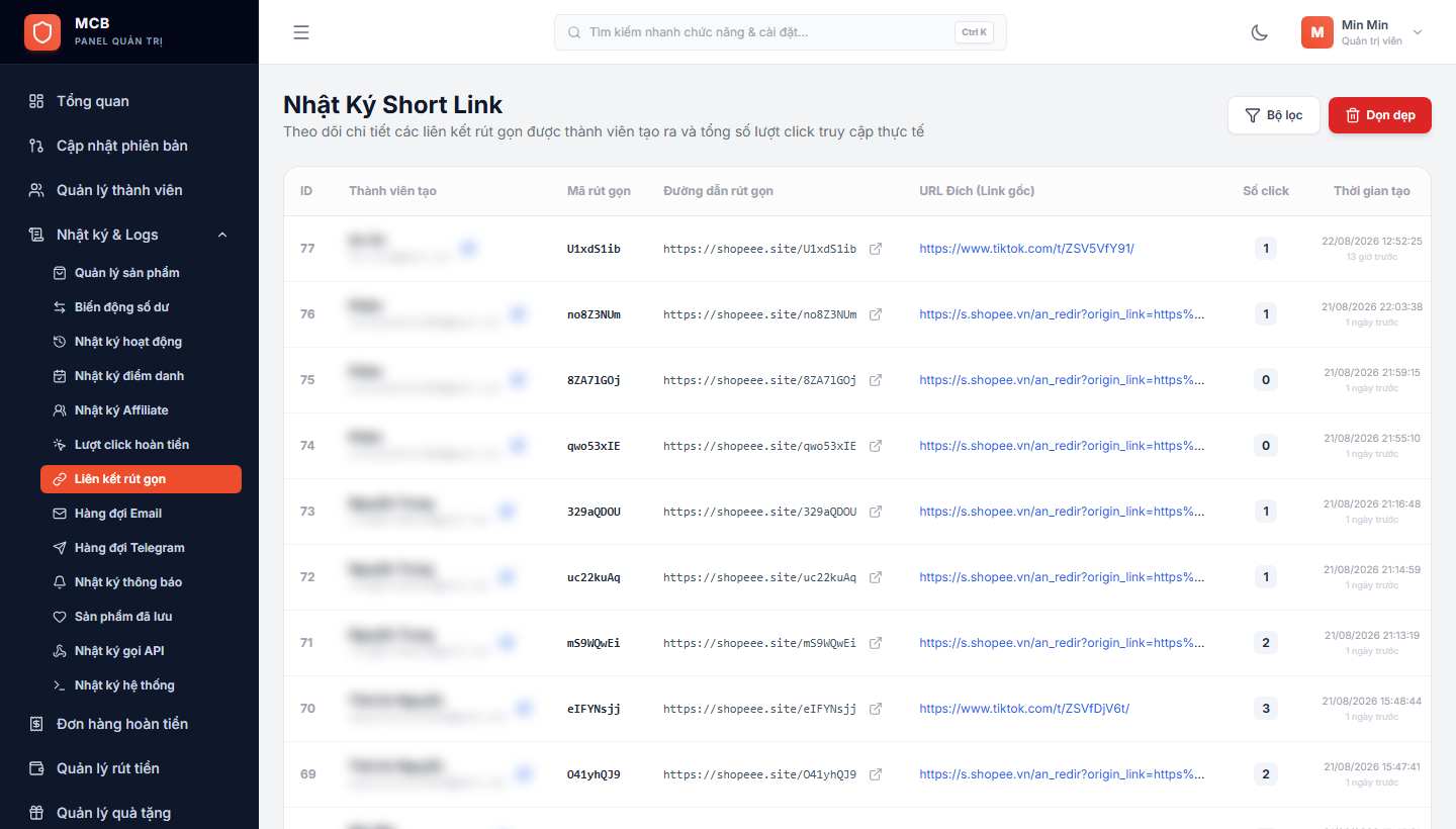 Shortlink Log